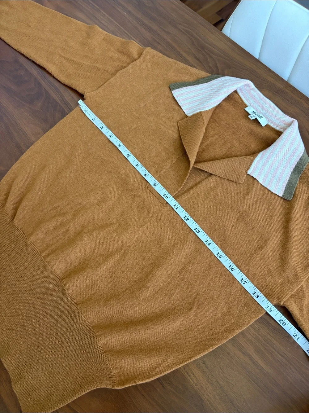 Madewell Colorblock Polo Sweater Golden Sunset Size Small